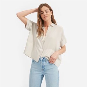 Everlane silk short-sleeve square shirt — sz. 6